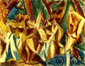  1907 obras - Cinq femmes 2 1907 Cubismo